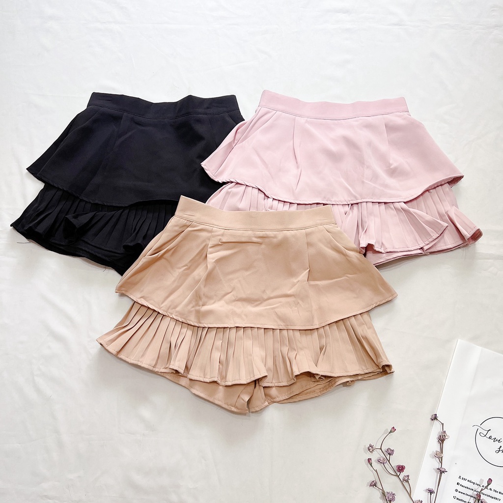 LOVI SHOP- Chân váy dập ly 1 tầng dáng ngắn