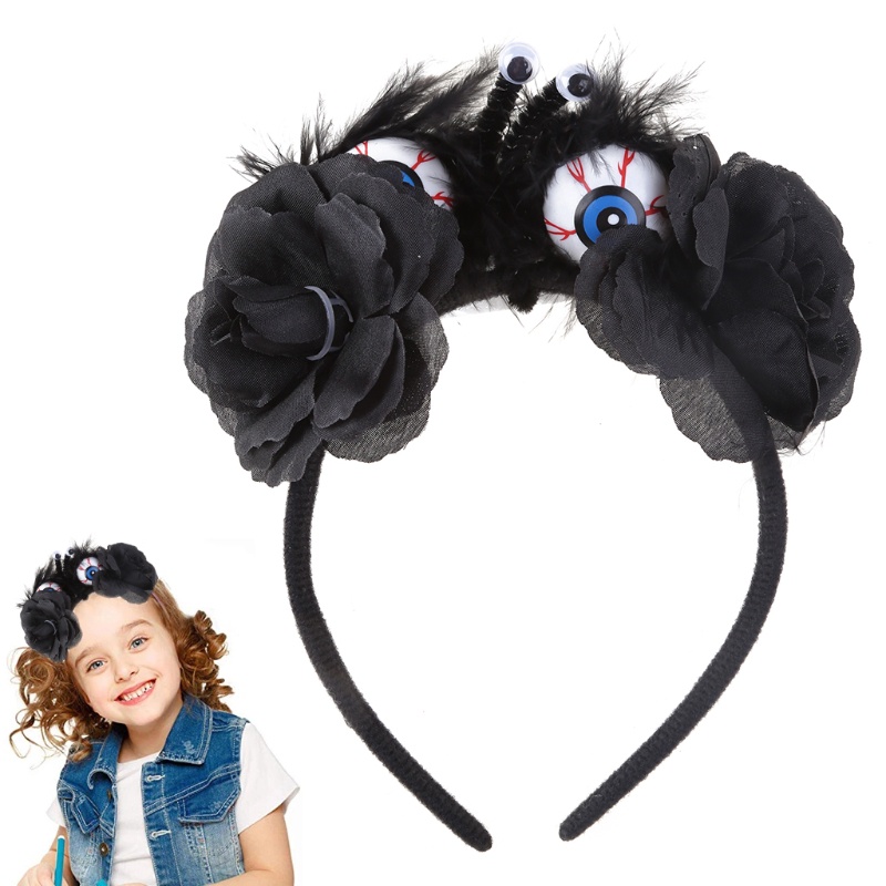 Băng Đô Cài Tóc Hóa Trang Halloween Hình Đôi Mắt Và Hoa Hồng