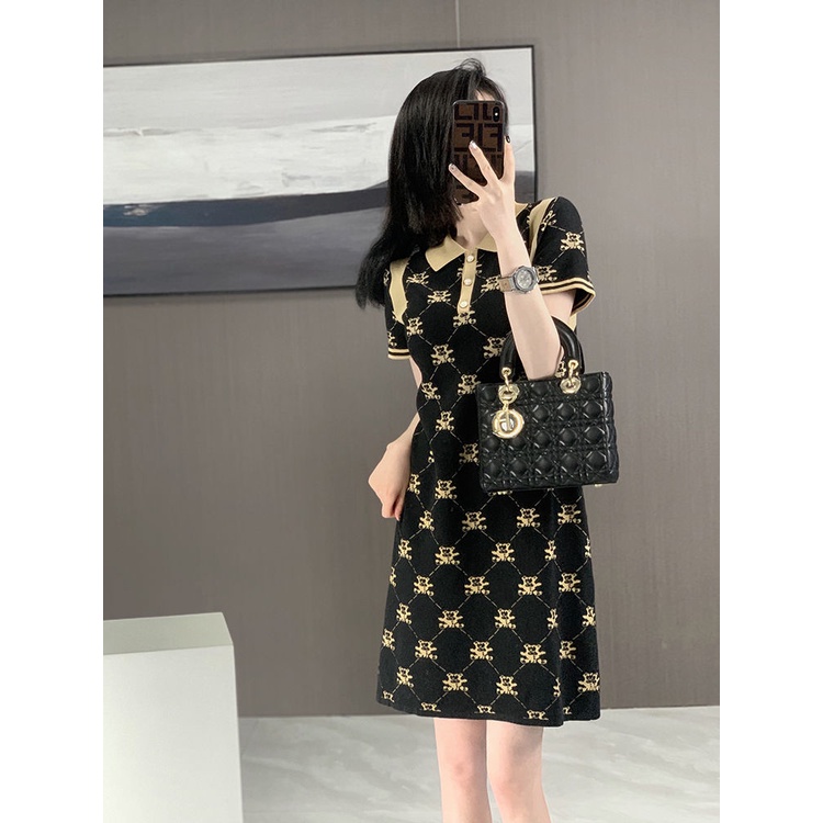 Spring and summer short sleeved high-end small fragrance ice silk shirt dress women's summer 2022 new small high-end skirt