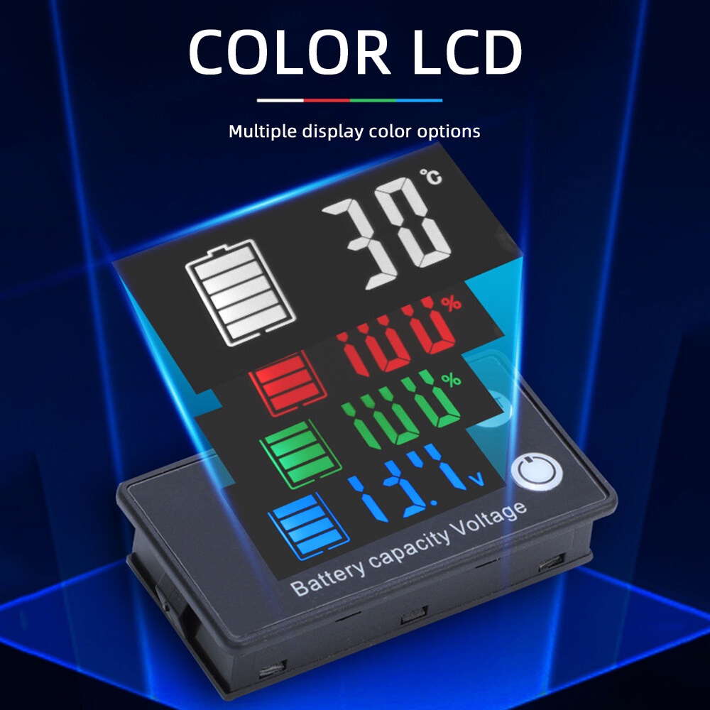 Vôn Kế Kỹ Thuật Số Ziqucu Hai Dây Hiển Thị Nhiệt Độ Pin Lithium 7-70V