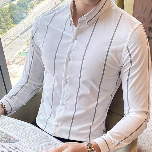 Áo sơ mi kẻ nam, Áo dài nam công sở chất lụa mịn - PANDO FASHION | BigBuy360 - bigbuy360.vn