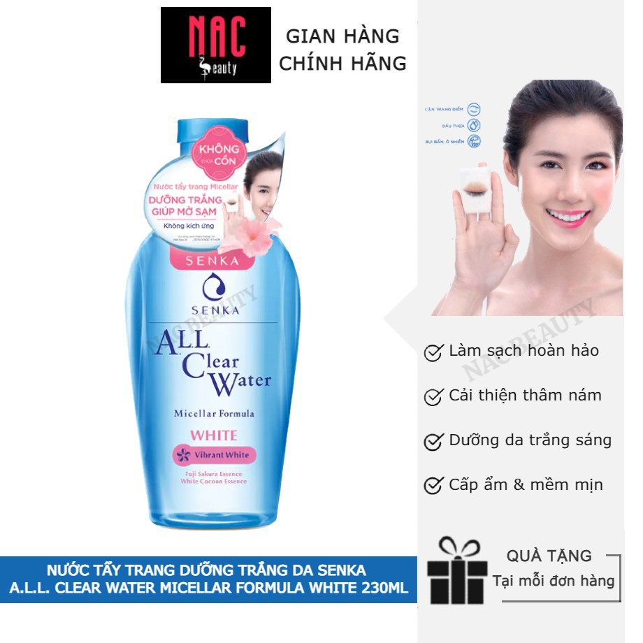 Nước tẩy trang dưỡng trắng Senka All Clear Water Micellar Formula White 230ml