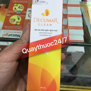 Gel rửa mặt ngăn ngừa mụn decumar clean