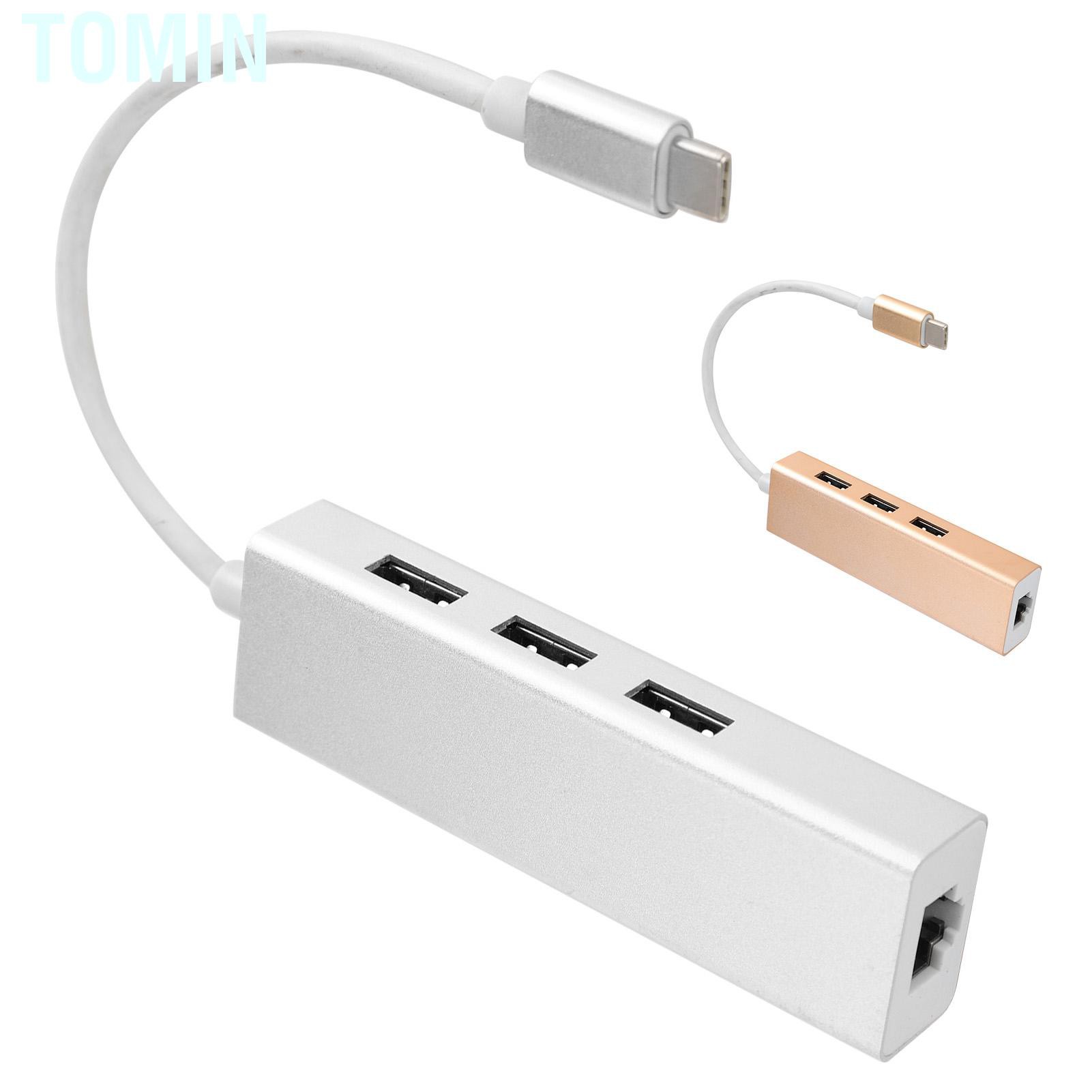 Tomin Type C to RJ45 Gigabit Adapter Laptop Hub 3 USB Port Support for Windows XP/for 7/8