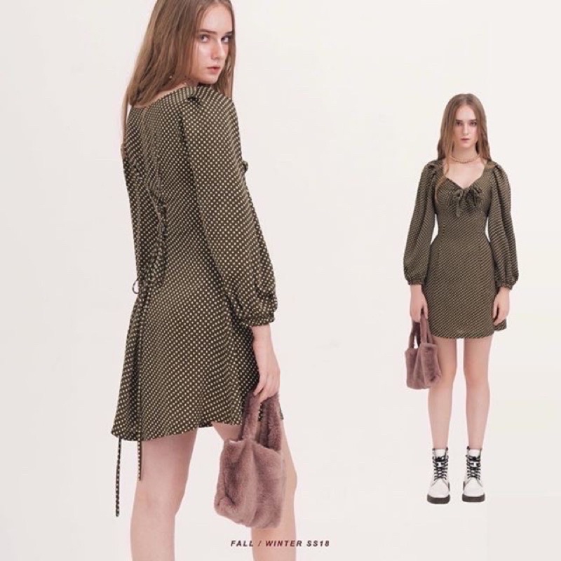 Đầm ngắn dáng ôm tay phồng cột dây Greenie Dress Gaha.mixx
