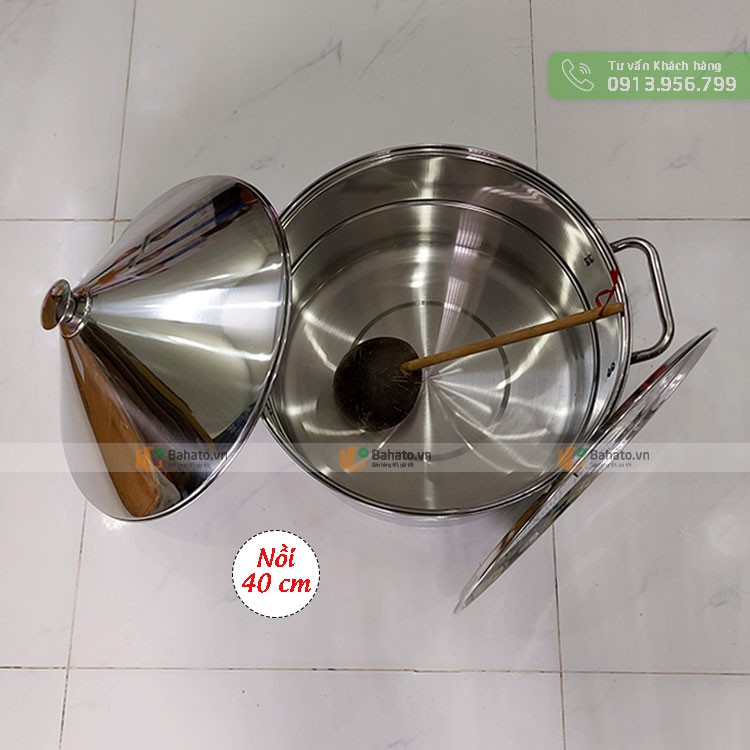 Bộ nồi inox tráng bánh cuốn đa năng 40cm