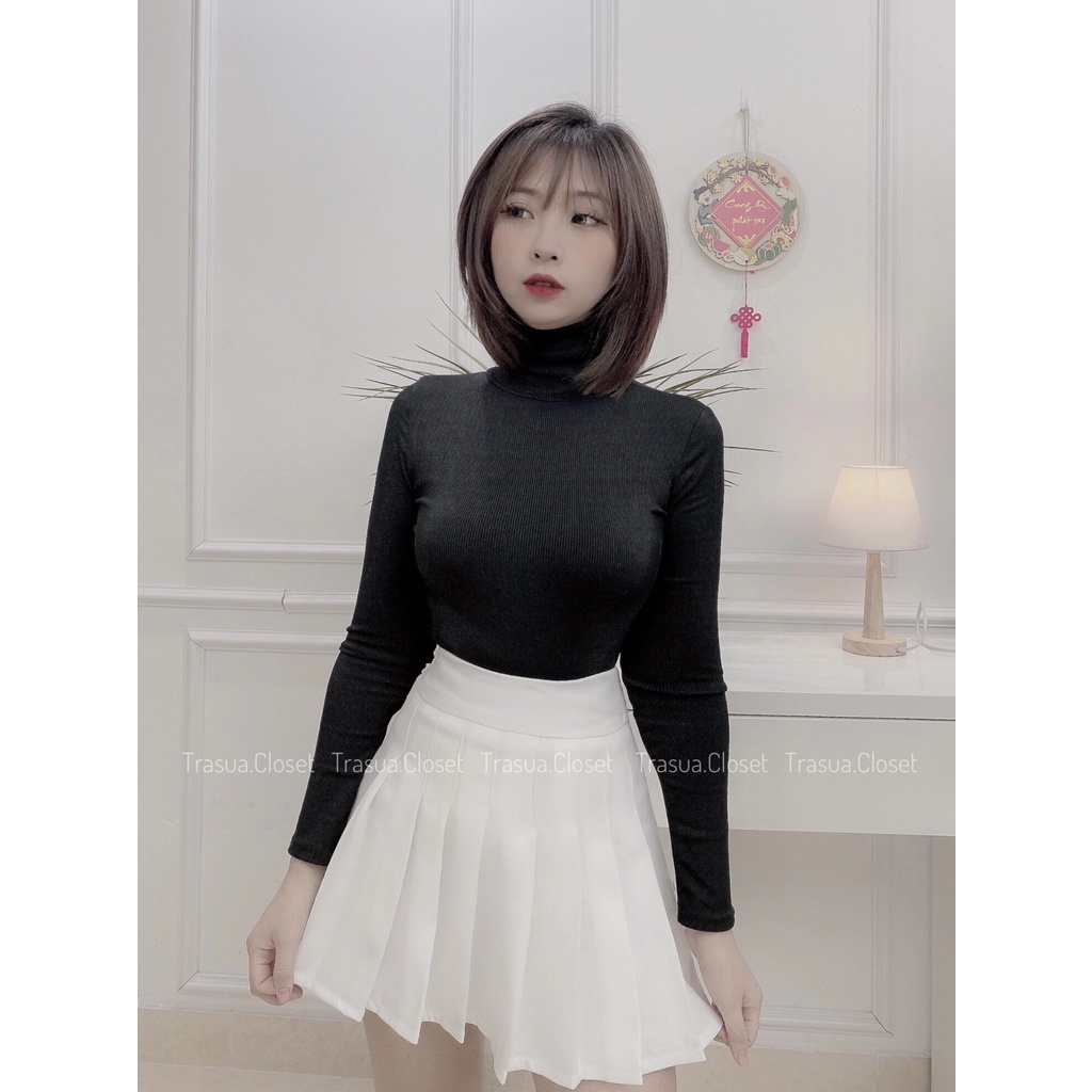 Chân váy tennis xếp ly dáng ngắn chữ A Trasua Closet nhiều màu trắng nâu café ulzzang trẻ trung phong cách thể thao | BigBuy360 - bigbuy360.vn