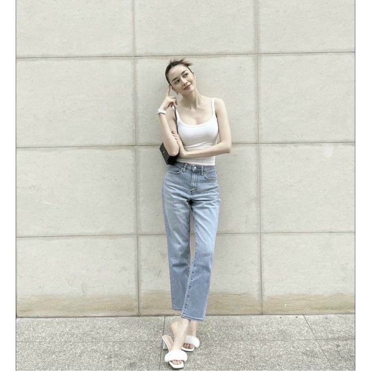 Quần jeans ống đứng xanh nhạt mã mới trẻ trung năng động