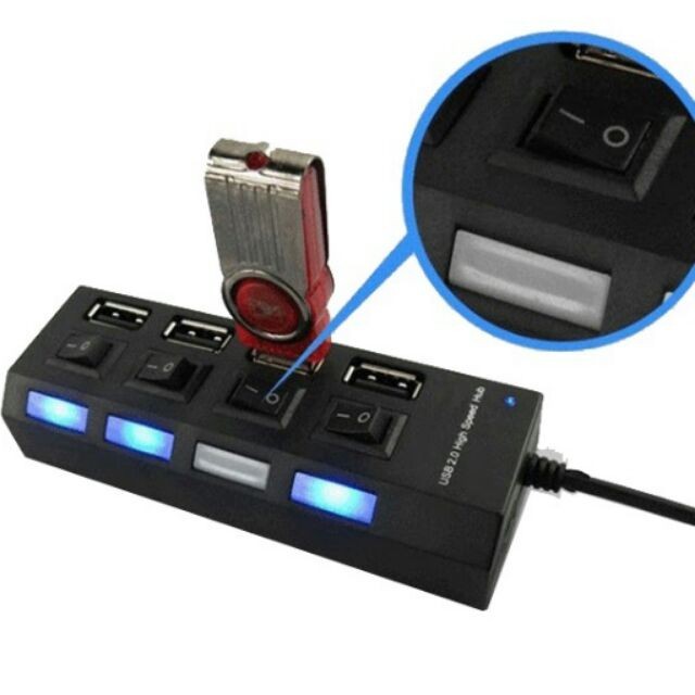 Hub USB 4 Port hình ổ điện có công tắc