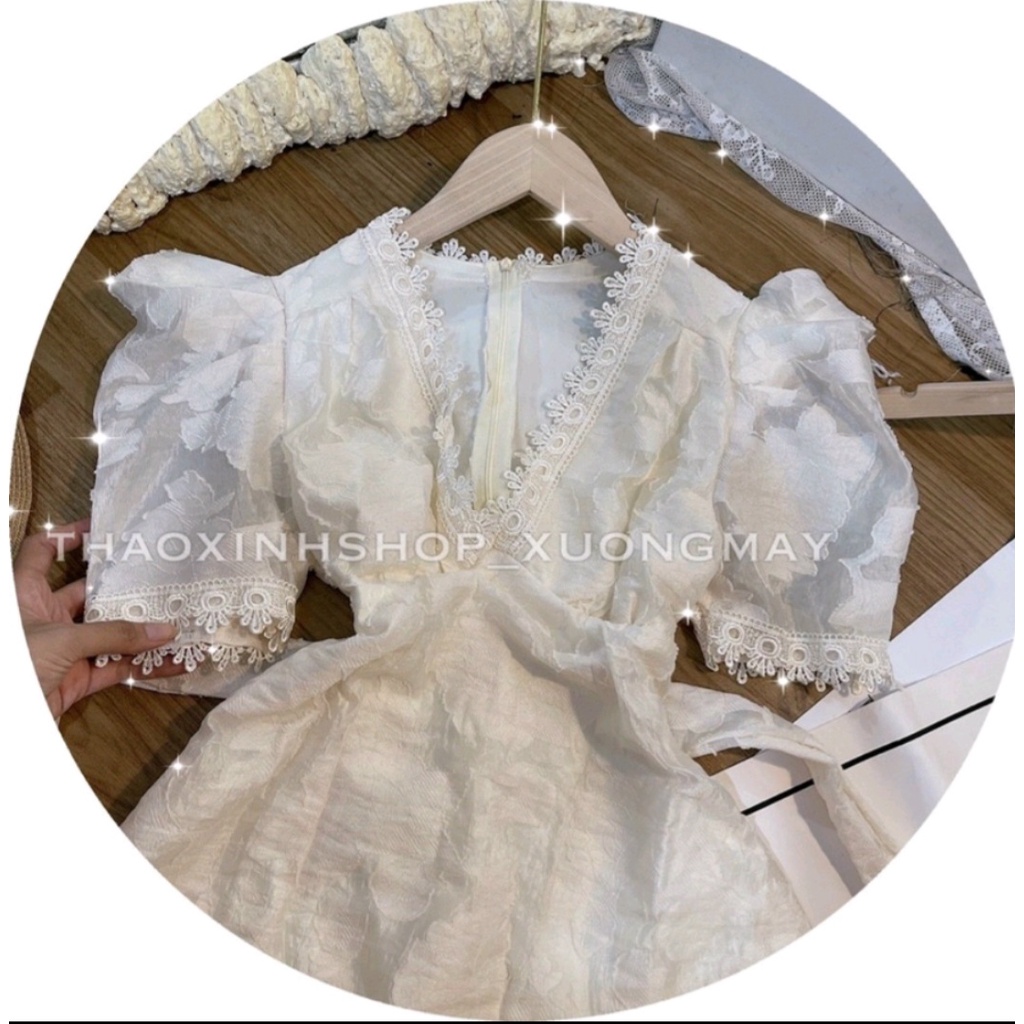 Đầm maxi ren kem dáng dài.Váy ren hoa 2 lớp Quảng Châu Cao Cấp Chuẩn mã hót girl