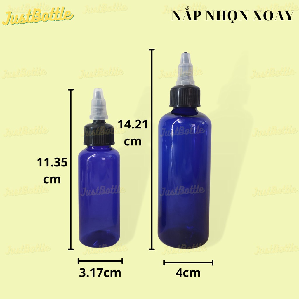 LỌ CHIẾT MỸ PHẨM Xanh dương 50ml 100ml có vòiVỎ CHAI NHỰA PET Nhỏ DẠNG NHẤN XỊT giọt phun sương nắp bật nhọn nhôm