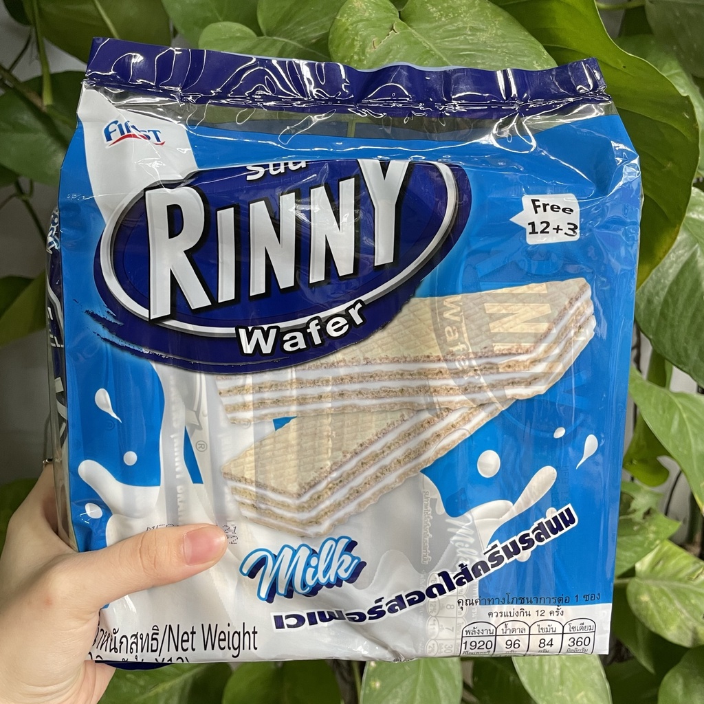 Bánh Xốp Thái Lan Rinny Sữa Milk Wafer (Túi 12 gói x 34g)