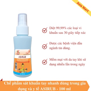 Nước rửa tay asirub dạng xịt 100ml - dung dịch sát khuẩn nhanh [CHÍNH HÃNG]