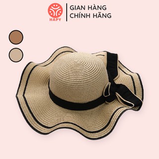 Mũ/Nón Cói Bèo Gợn Sóng Viền Kết Nơ Đi Biển - MU542 HAPY