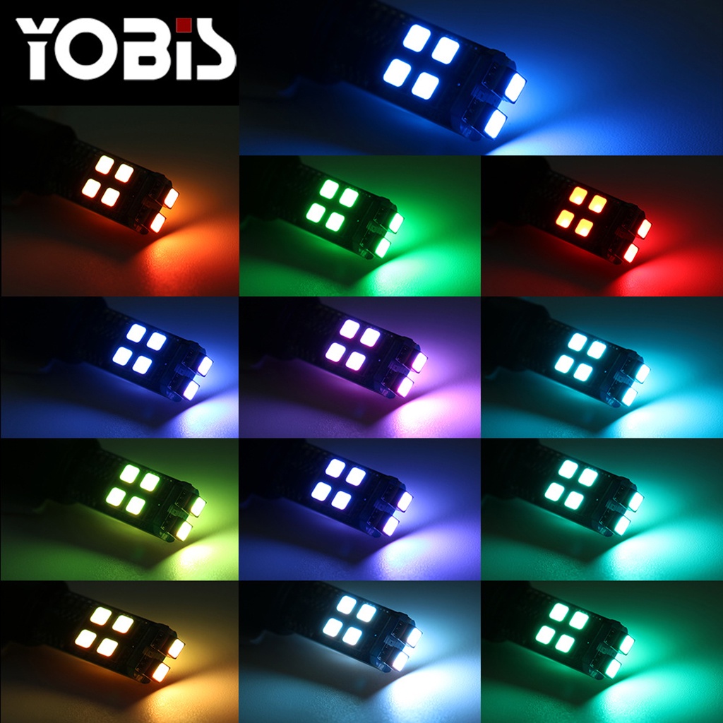 Đèn LED T10 Đổi Màu RGB Cao Cấp YOBIS Điều Khiển qua sóng RF cho Ô Tô Xe Máy Hỗ Trợ Giải Mã Canbus (kèm remote)