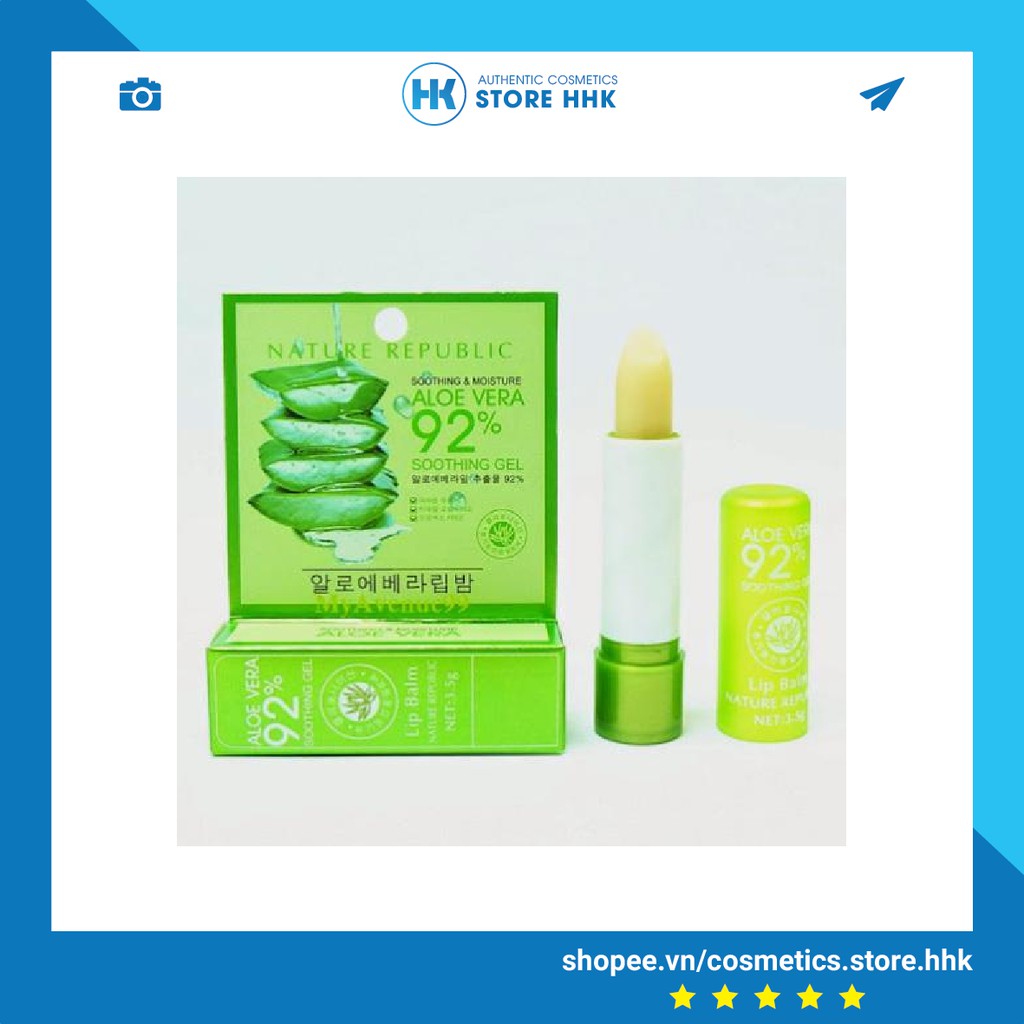 Son Dưỡng Hồng Môi - Nature Republic Aloe Vera 92% Hàn Quốc - Chiết Xuất Lô Hội