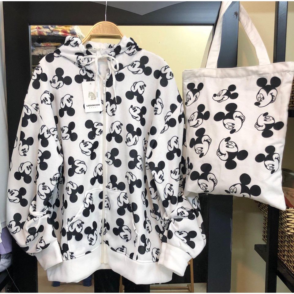 Túi vải unisex CHUỘT MICKEY vải canvas dày dặn đeo vai nam nữ phom to T34