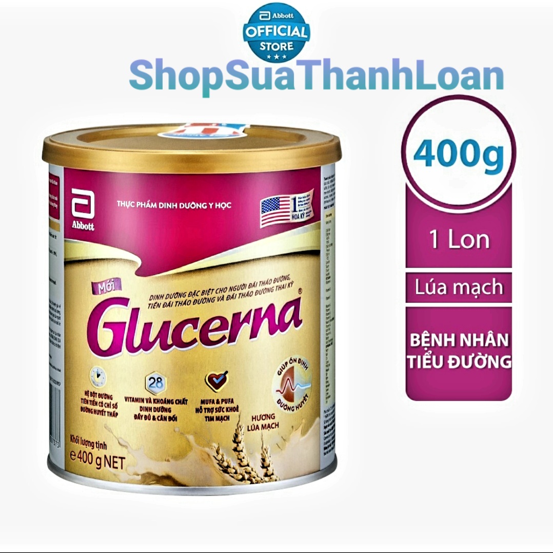 [HSD T10-2022] Sữa bột dành cho người bị tiểu đường Glucerna Abbott Hương Lúa Mạch - Lon 400gr