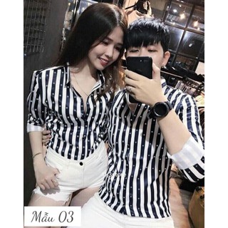 Áo sơ mi 3D sọc có size cho cặp đôi cực chất