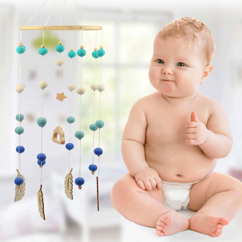 Chuông Gió Lục Lạc Đồ Chơi Di Động Bóng Len Treo Nôi Trang Trí Cho Bé