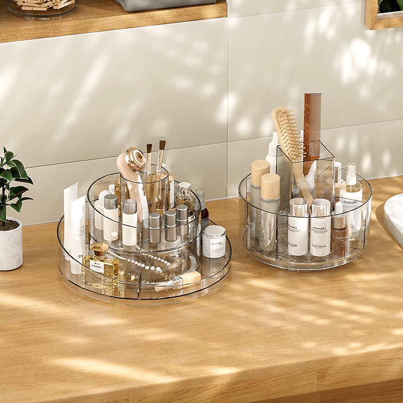 Hộp Đựng Mỹ Phẩm Bằng Acrylic Trong Suốt Có Thể Xoay Được Tiện Dụng