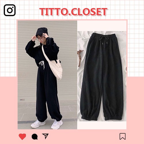 QUẦN JOGGER TRƠN ĐEN DÀY DẶN - ẢNH THẬT XSR046