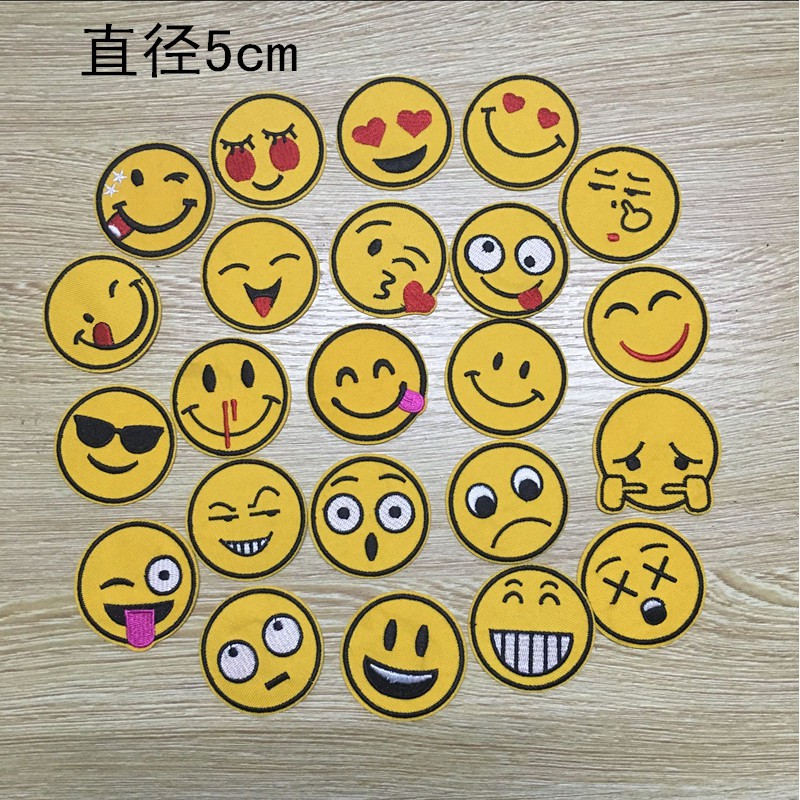Miếng dán trang trí kiểu ủi/thêu hình biểu tượng cảm xúc 10 cái