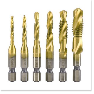 Bộ 6 mũi khoan taro tạo ren hss 4341 - phụ kiện máy khoan mũi khoan tạo ren taro mạ titan m3-m10