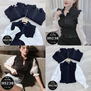 ÁO BIGSIZE BO TAY TRẮNG HS238 BIGSIZE | HUỆ SHYN BIGSIZE - SIZE L,Xl,XXL