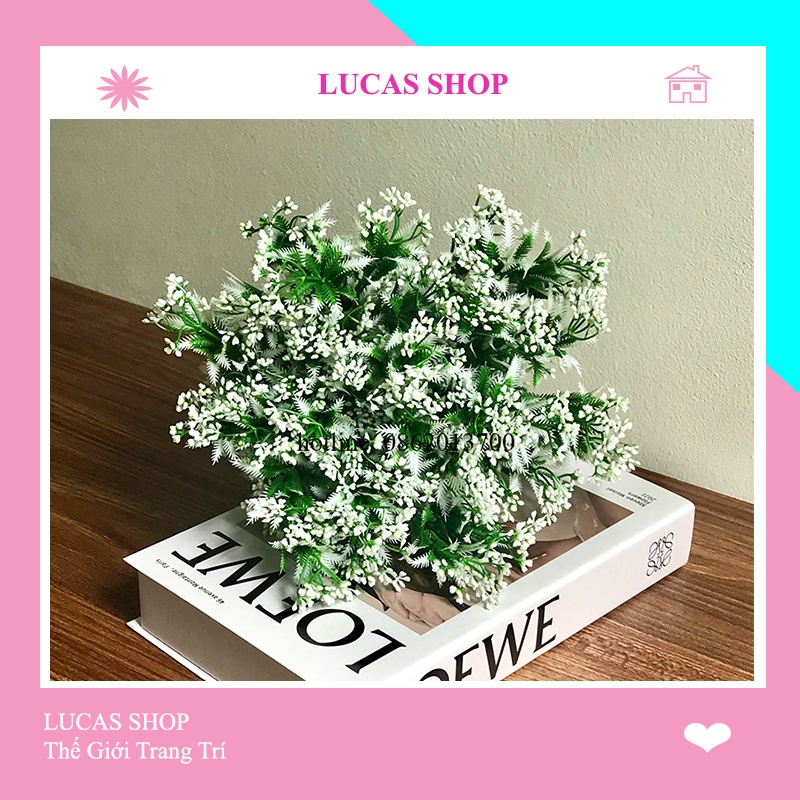 Cành Giả- Cành Điểm Hạt Gạo 32cm 7 Nhánh Trang Trí Nhà Cửa, Decor Lọ Hoa Siêu Xinh