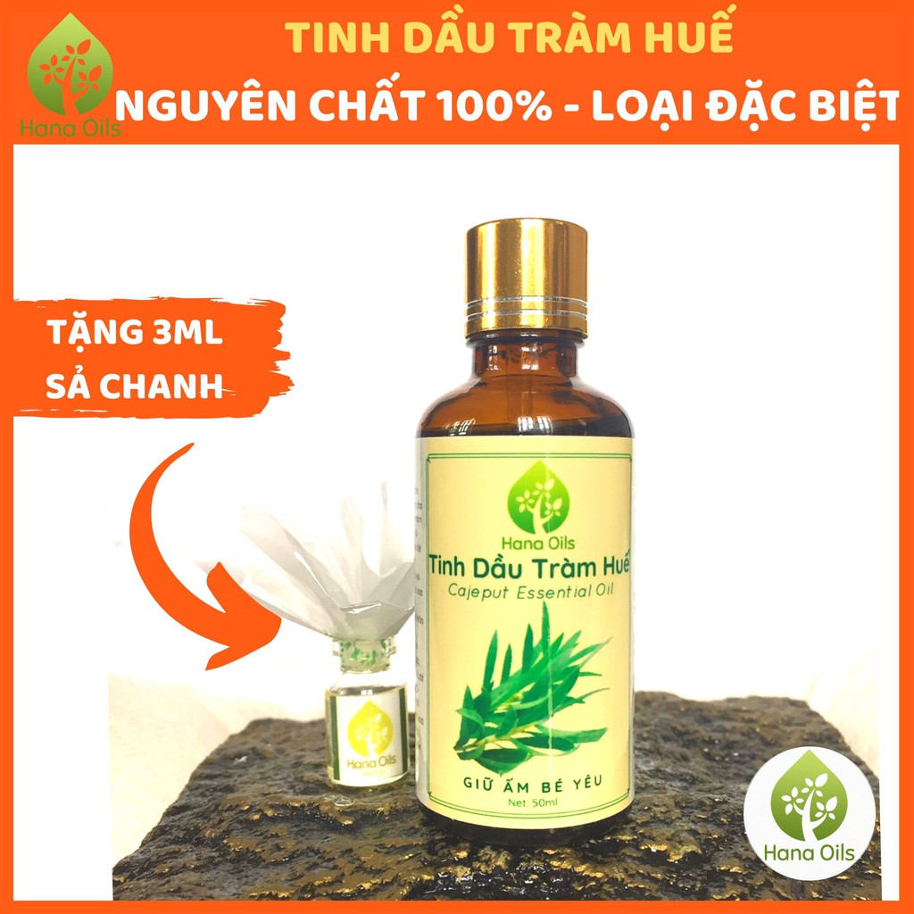 Tinh Dầu Tràm Huế nguyên chất 100% - đuổi muỗi và giữ ấm - 50ml / 100ml, tặng kèm 3ml tinh dầu Sả Chanh