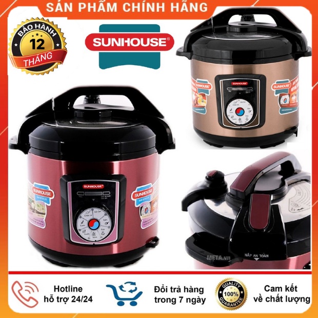 [ HÀNG CHÍNH HÃNG ] Nồi Áp Suất Điện Đa Năng Sunhouse HD1756 -6 Lít-nồi hầm xương,ninh cháo,bền,đẹp,giá rẻ-BH 12 THÁNG