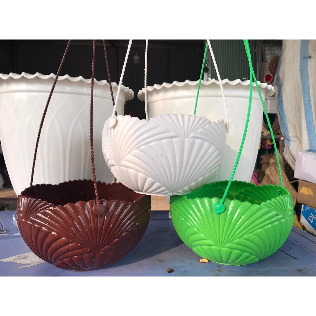Chậu nhựa treo Sò trồng hoa, cây cảnh siêu bền đẹp size to 20cm x12 cm