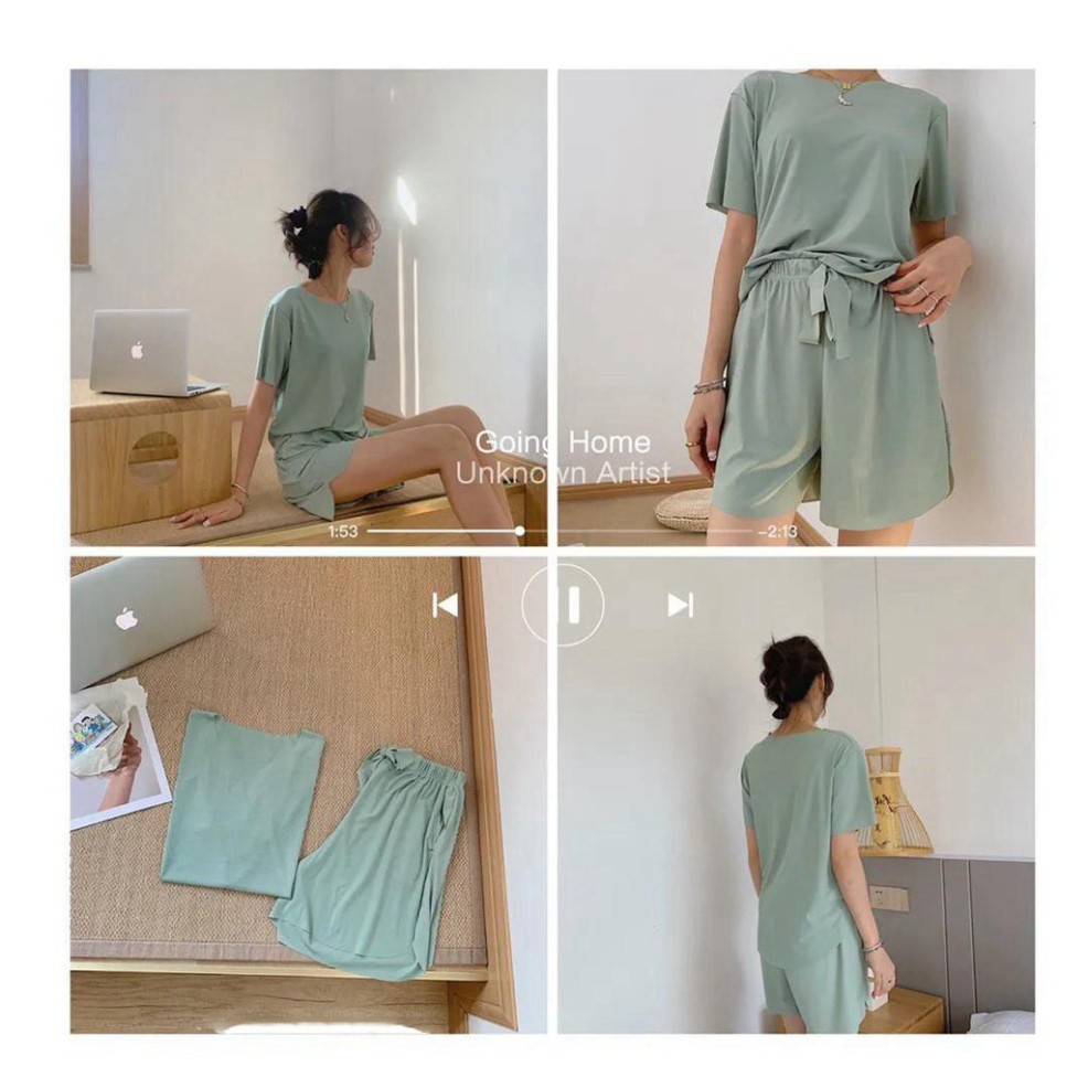 Bộ ngủ nữ ❤️Freeship❤️ Bộ mặc nhà mát mẻ chất lụa mát mịn mùa hè cao cấp đẹp Quảng Châu