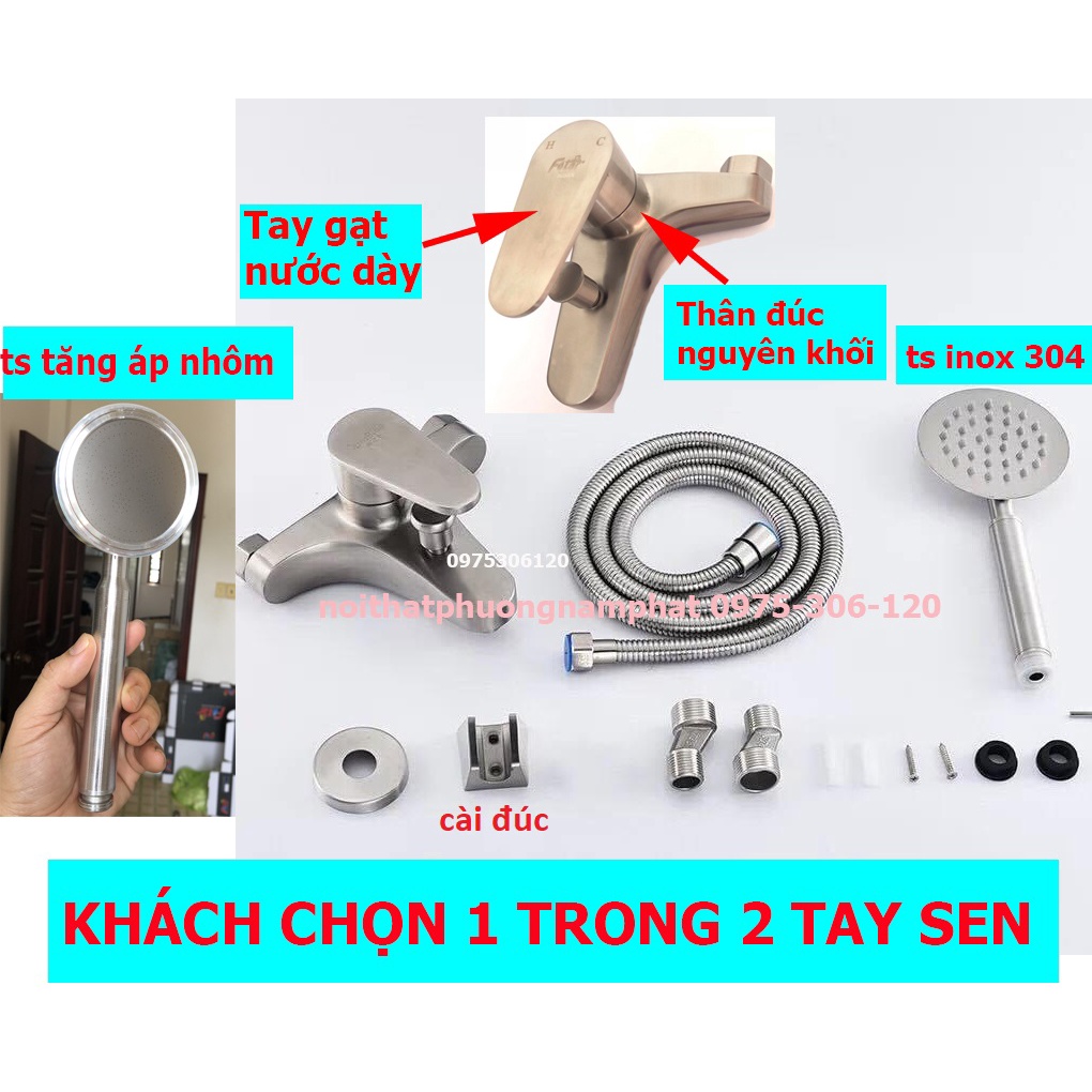 [ĐẢM BẢO 100% INOX 304] Củ Sen Tắm NÓNG LẠNH INOX 304 N2002 Fotar và tay sen và dây sen CỦ BÈ TRÒN