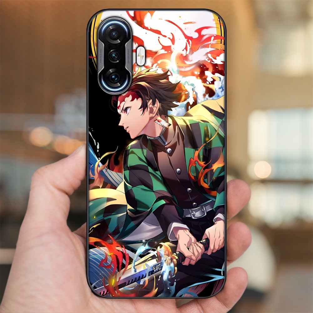 Ốp lưng Xiaomi K40 Gaming viền đen in hình Tanjiro Kimetsu No Yaiba