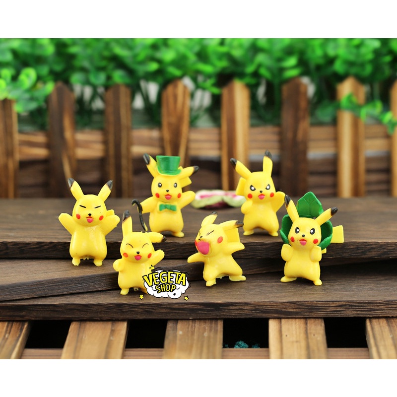 Mô hình Pikachu - Trọn bộ 6 mô hình Pikachu cây lá cực dễ thương - Cao khoảng 3 ~ 5.5cm