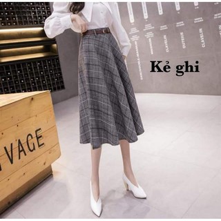 Chân váy xoè kẻ