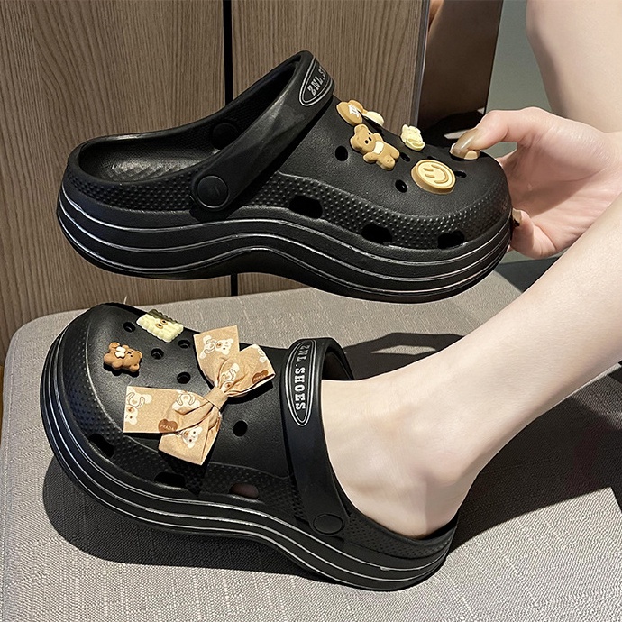 Dép cross búp bê đế cao 5cm siêu êm chân, dép crocs hack dáng cho chị em