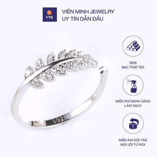Nhẫn bạc nữ vmj, nhẫn nữ bạc 925 cao cấp, nhẫn bạc 925, nhẫn hở lá nguyệt quế xinh xắn vừa mọi cỡ tay - vmj91