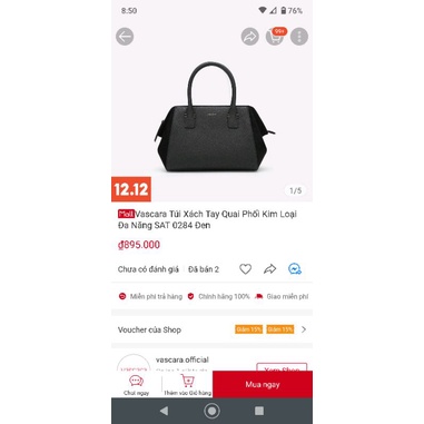 Pass thanh lý NEW túi cầm tay Vascara tay kim loại phối nhung dáng công sở đeo chéo vai hoặc cầm tay chuẩn auth