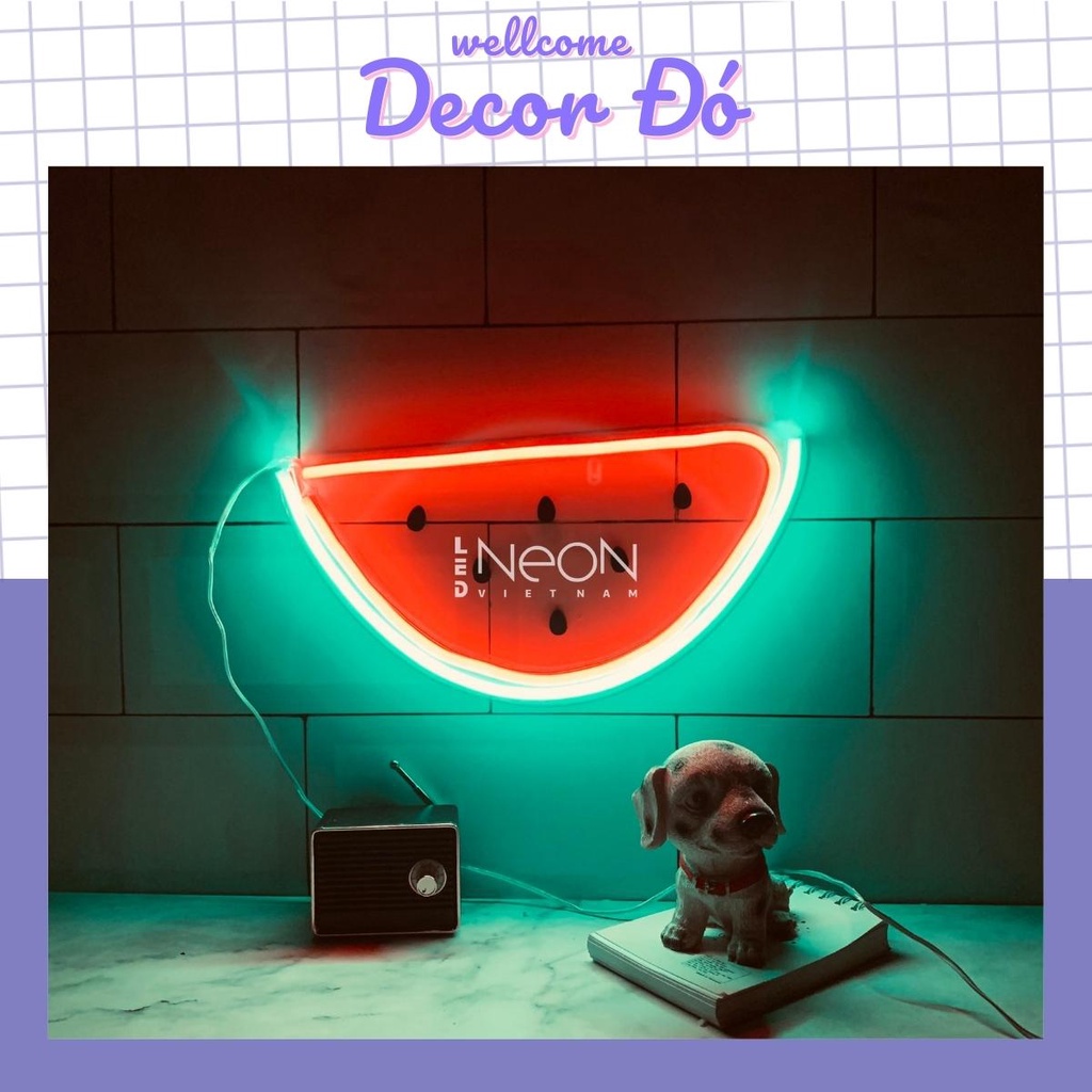Đèn NeonSign Dưa Hấu | Kích Thước 25x14cm | Quà Tặng Trang Trí Cực Chất , Siêu Sáng & Tiết Kiệm Điện Với Led 12v |