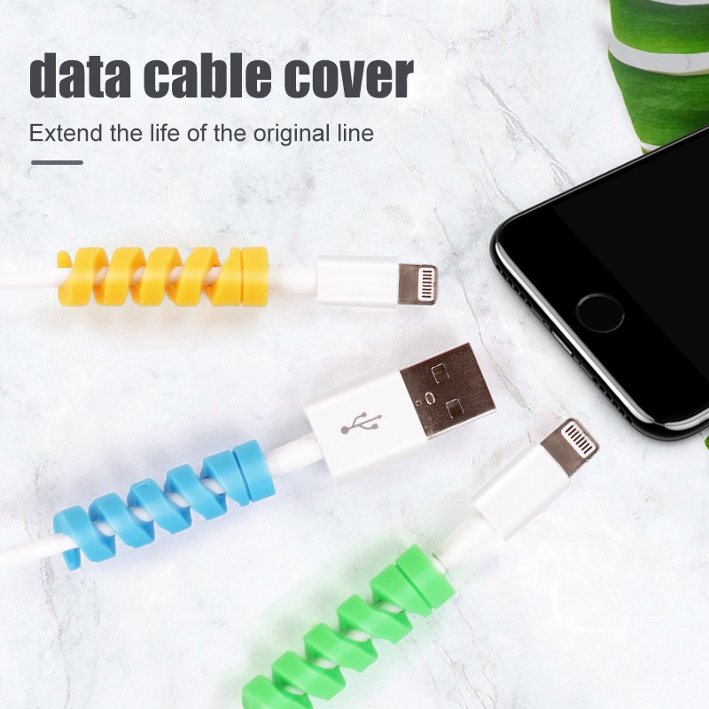 Set 2 dây lò xo quấn bảo vệ dây cáp sạc USB Android làm từ silicon