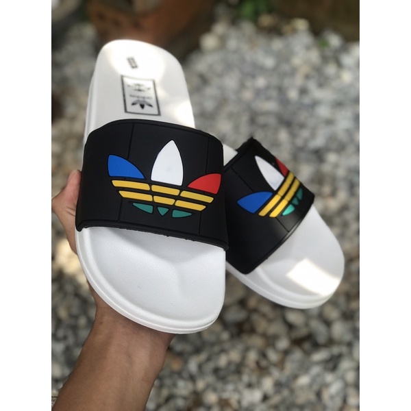 Dép quai Ngang Ba Lá nam nữ. Hai màu Đen Trắng đế su đúc mềm.