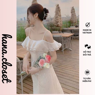 Đầm midi 2 dây rớt vai bèo sang chảnh váy nữ đi tiệc dáng dài tôn dáng đi chơi hẹn hò dạo phố