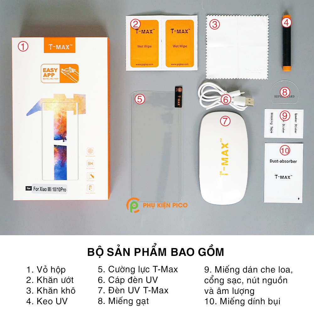 (Giảm Mạnh) Cường lực Xiaomi Mi 10 | Mi 10s | Mi 11 | Mi 11 Ultra nhận vân tay màn hình đèn UV cỡ lớn T-Max - Dán dán mì