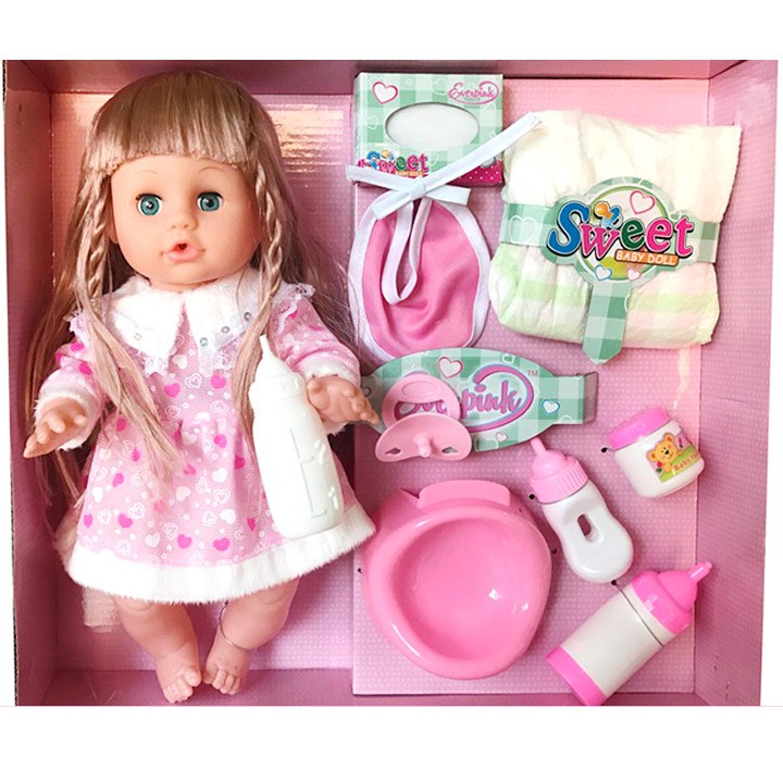 Búp Bê Doll Thông Minh Biết Khóc ,Cười , Nói + Tặng Phụ Kiện 09 Món