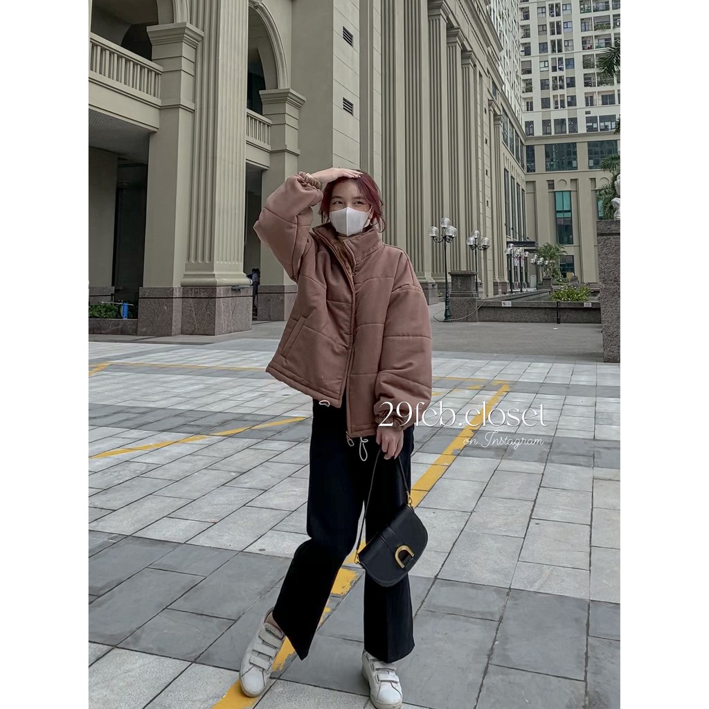 [Mã 2611THTRANG100K hoàn 10% xu đơn 99K] Áo khoác phao cổ dựng nhung lì có dây rút - 29feb.closet | BigBuy360 - bigbuy360.vn