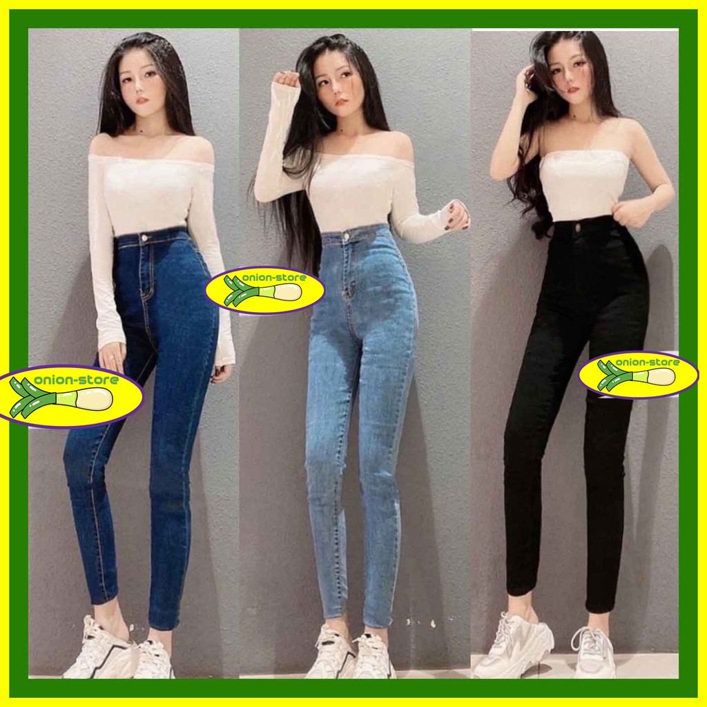 Quần Jean Nữ Lưng Cao Siêu Co Giãn- Quần Bò Cạp Cao Form Nữ Dáng Ôm