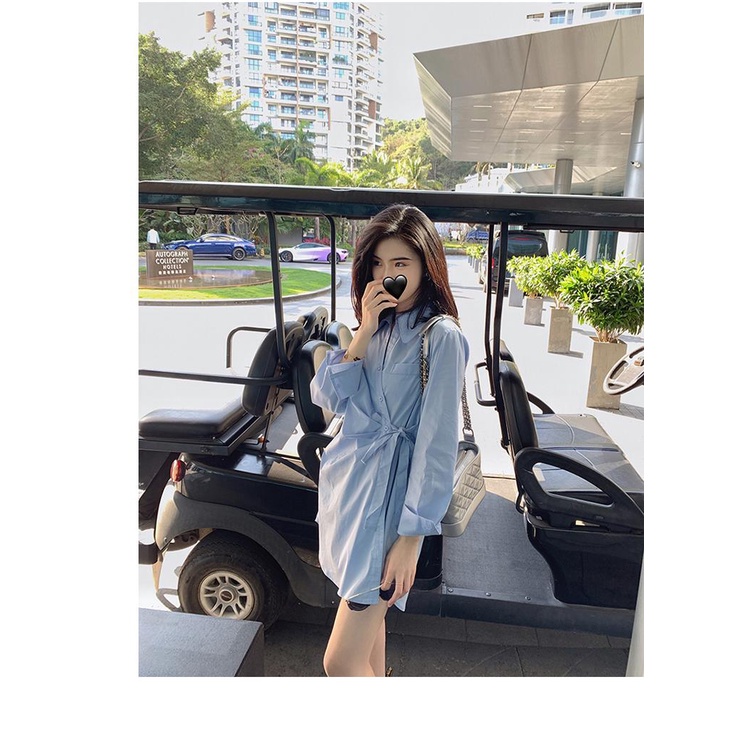 VN681 JinYi Váy sơ mi chiết eo điệu đà thời trang hàng Quảng Châu chất đẹp